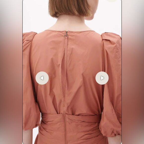 NWT 960.00 ODEEH MIDI DRESS PUFF SLEEVES DROP WAIST - Picture 3 of 5